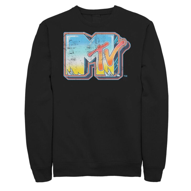 アニメ文字記号 レディース トップス プルオーバー スウェットール ロゴタイプ Licensed Character Big \u0026 Tall MTV Music Television Smokey Logo Sweatshirt Black 黒いこと
