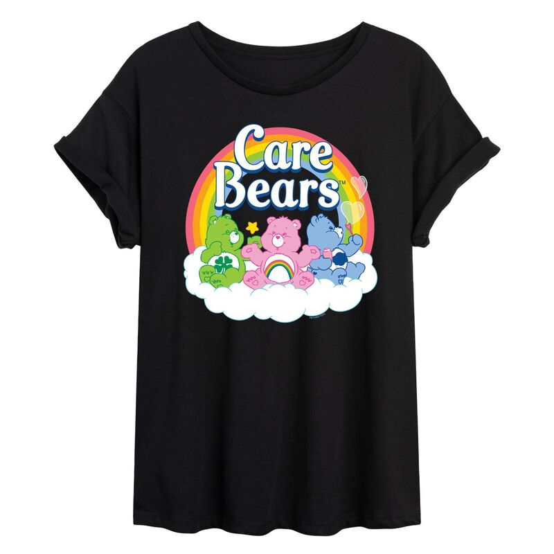 アニメキャラクター レディース トップス Tシャツ Licensed Character Juniors' Care Bears Oversized Tee Black ブラック