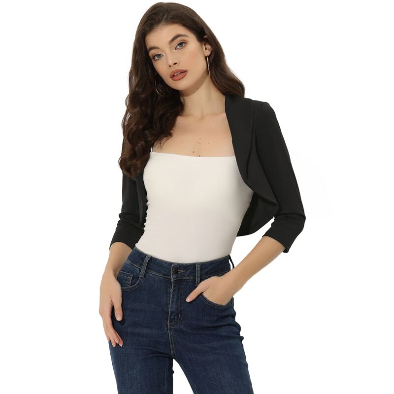アレグラ ケー レディース アウター ニット・セーター ALLEGRA K Bolero Shrugs for Women's Collared Shrugs for Dress Black ブラック