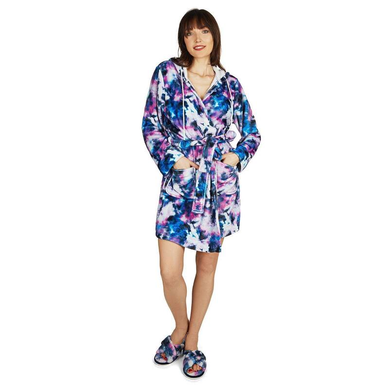 メモイ レディース アンダーウェア ナイトウェア プラスサイズ MeMoi Women'stardust Galaxy Tie Dye Plushooded Robe Multi マルチカラー