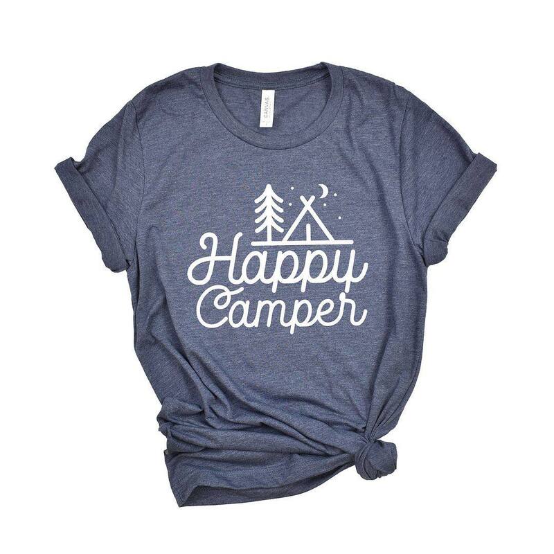Simply Sage Market レディース トップス Tシャツ グラフィック Simply Sage Market Happy Camper Tent Short Sleeve Graphic Tee Heather Navy ヘザー
