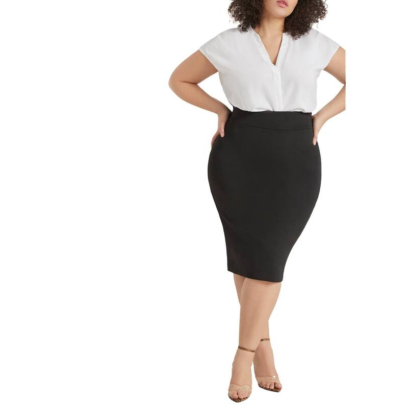 エロクイ レディース ボトムスカート プラスサイズ ELOQUII Women's Plusize Neoprene Pencil Skirt Black Onyx ブラック