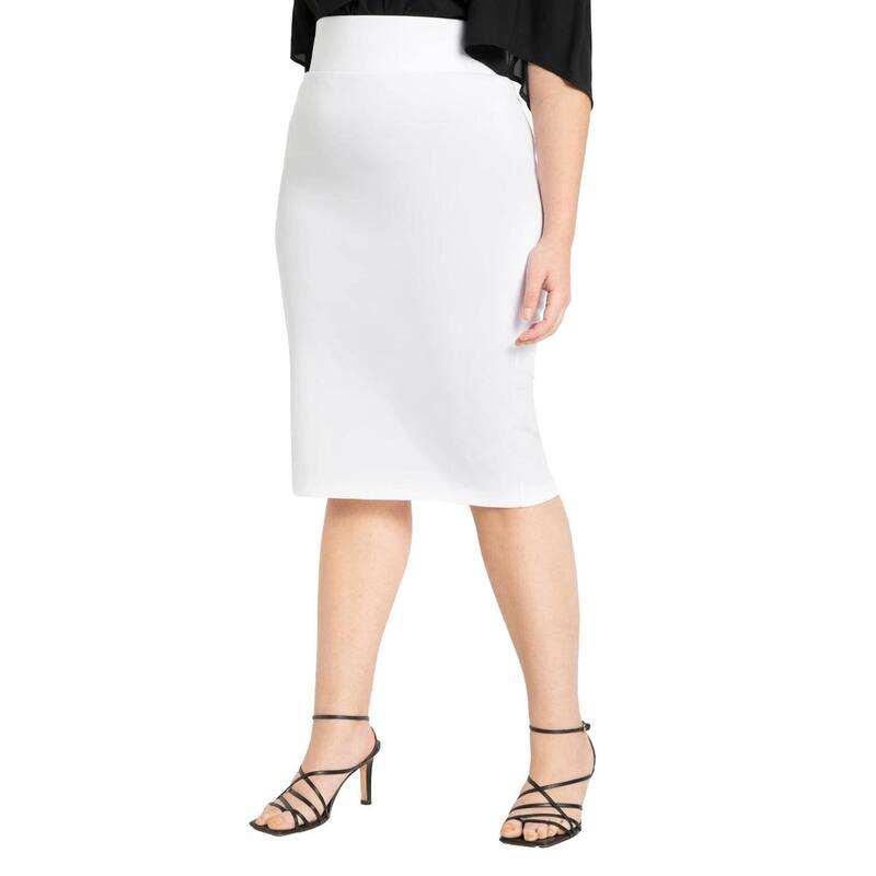 エロクイ レディース ボトムスカート プラスサイズ ELOQUII Women's Plusize Neoprene Pencil Skirtrue White ホワイト