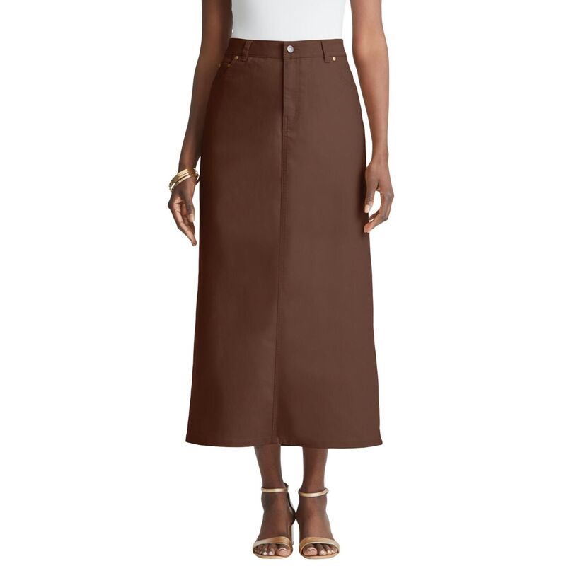 ジェシカロンドン レディース ボトムスカート プラスサイズ ミディ デニム Jessica London Women's Plusize True Fit Stretch Denimidi Skirt Rich Brown ブラウン