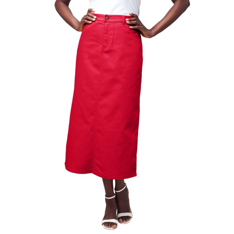 ジェシカロンドン レディース ボトムスカート プラスサイズ ミディ デニム Jessica London Women's Plusize True Fit Stretch Denimidi Skirt Vivid Red レッド