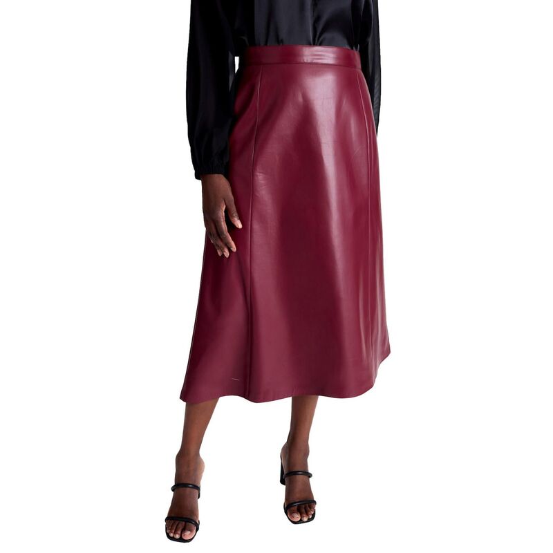 ジェシカロンドン レディース ボトムスカート プラスサイズ ミディ レザー フェイクレザー Jessica London Women's Plusize Faux Leather Midi Skirt Merlot 11,300円
