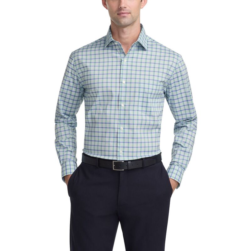 ヴァンハウセン レディース トップス プルオーバー Men\u0027s Van Heusen Everyday Defense Fittedresshirt Green Blue 青み