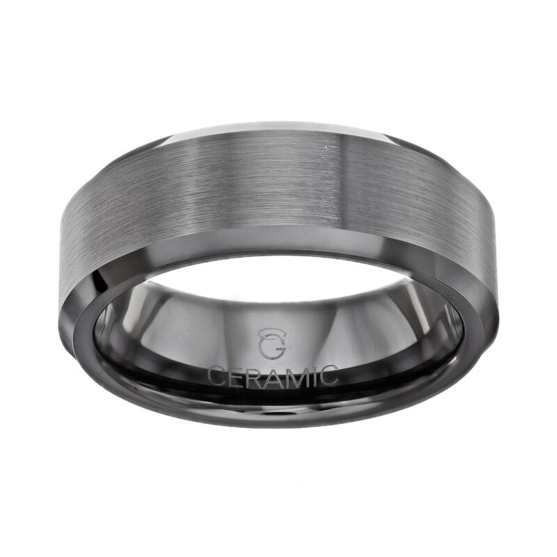 アンブランデッド メンズ アクセサリー リング Unbranded Black Ceramic Band - Men Black ブラック