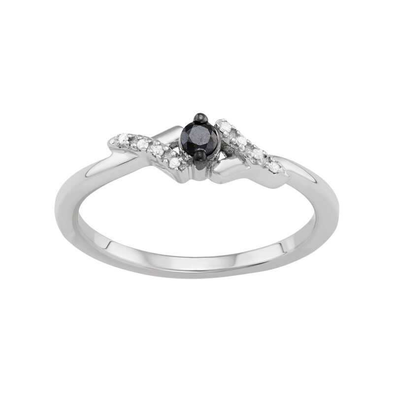 アンブランデッド レディース アクセサリー リング Unbranded Jewelexcessterling Silver 1/10 Carat.W. Black & White Diamond Bypass Ring Sterling ホワイト