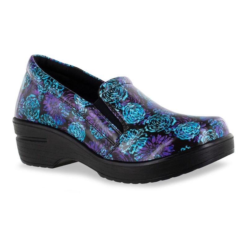 イージーストリート レディース シューズ サンダル Easy Works by Easy Street Leeza Women's Work Clogs Purple Blue Batik ブルー