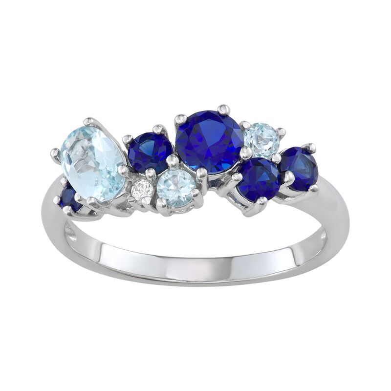アンブランデッド レディース アクセサリー リング Unbranded Sterling Silver Lab-Created Blue & White Sapphire & Blue Topaz Ring Silver Tone シルバー