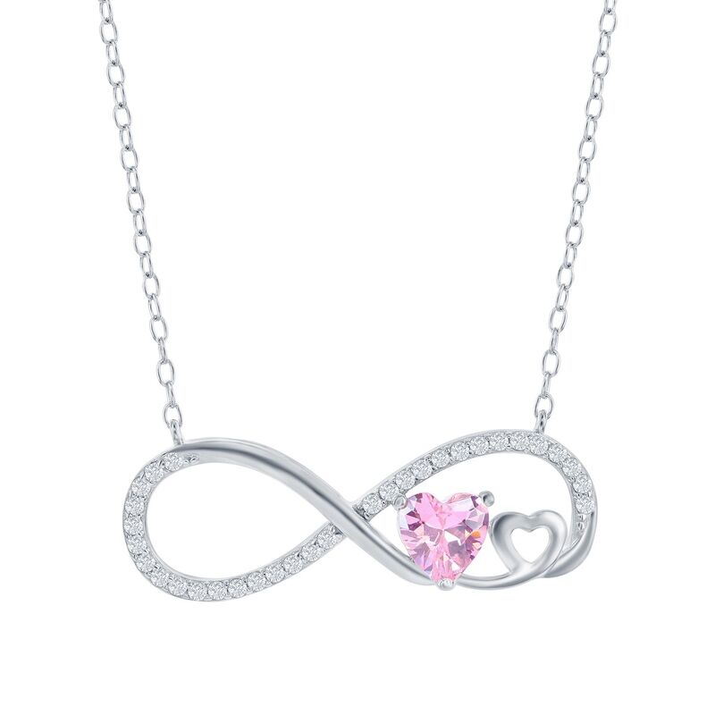 アンブランデッド レディース アクセサリー ネックレス・チョーカー・ペンダントトップ レース Unbranded Sterling Silver Gemstone Infinity Double Heart Pendant Necklace Simulated Pnk Amethyst シルバー