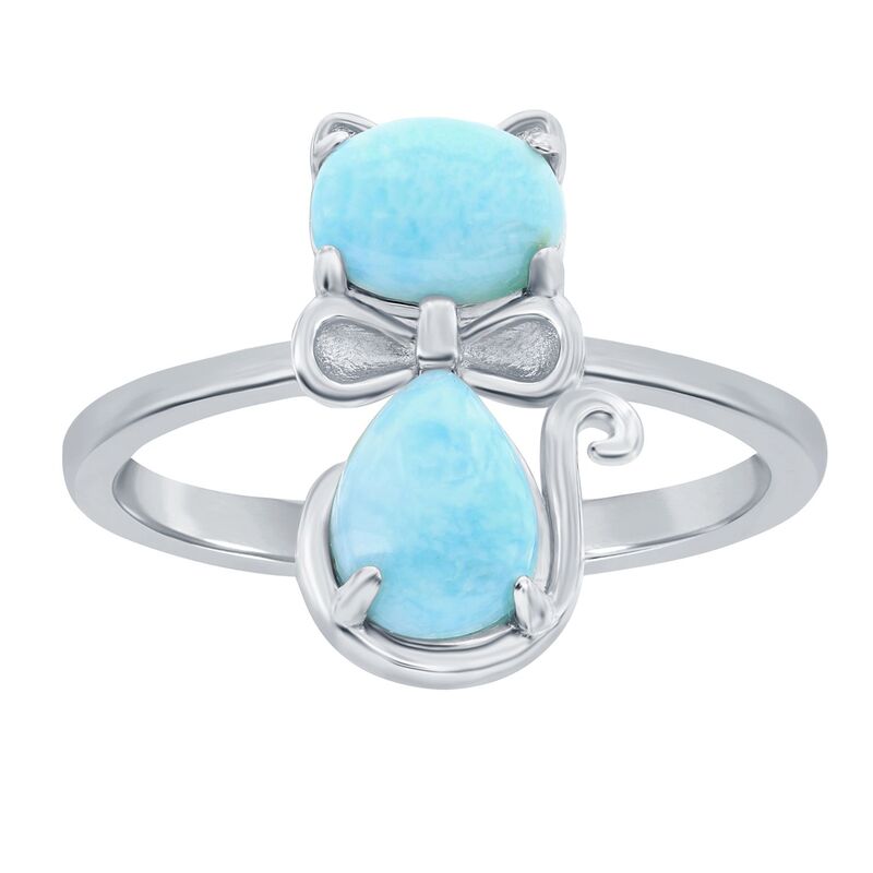 アンブランデッド レディース アクセサリー リング Unbranded Sterling Silver Genuine Larimar Cat Ring Sterling Silver シルバー｜ReVida 店