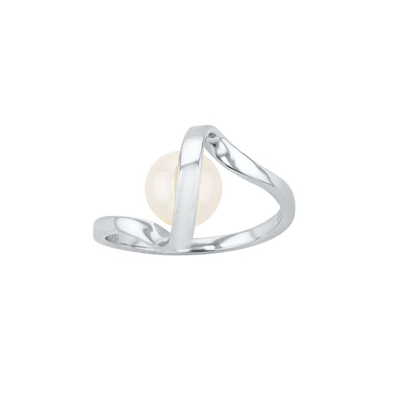 アンブランデッド レディース アクセサリー リング Unbranded 14k Gold Over Silver with 7 mm Freshwater Cultured Pearl Promise Stacking Ribbon Ring Sterling パール
