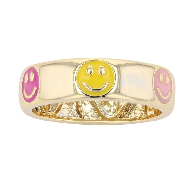 アンブランデッド レディース アクセサリー リング Unbranded Gold Tone Yellow & Pink Emoji Smiling Face Stacking Band Ringold Tone ゴールド