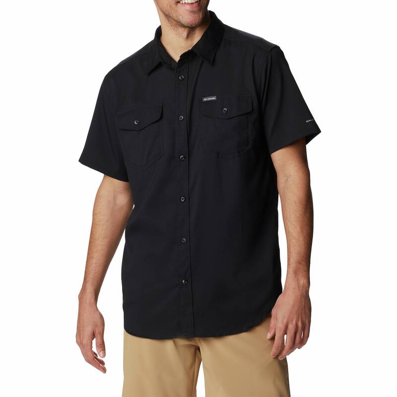 コロンビア レディース トップス Tシャツ ダウン Men's Columbia UPF 40 Utilizer II Solid Short Sleeve Button-Down Shirt New Black ブラック