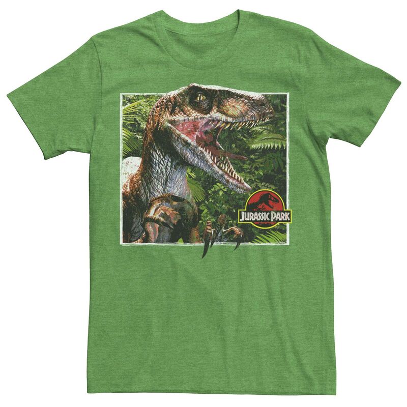 アニメキャラクター レディース トップス Tシャツ グラフィック Licensed Character Men's Jurassic Park Raptor Coming Out Oforest Graphic Tee Kelly Heather ヘザー