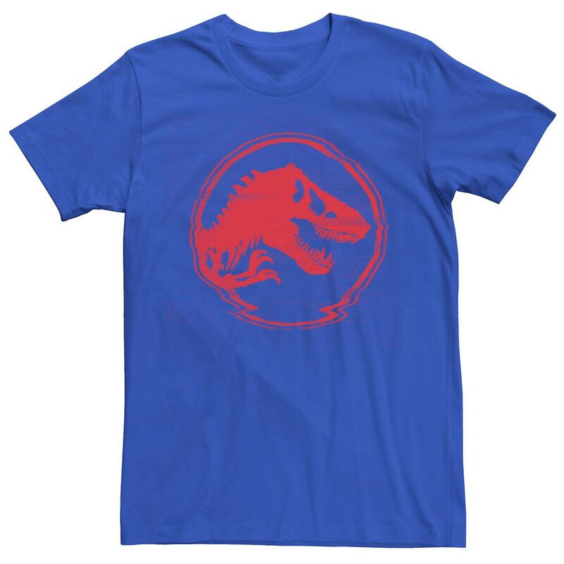 アニメキャラクター レディース トップス Tシャツ ロゴ Licensed Character Men's Jurassic World Red Logo Glitch Coin Tee Royal レッド