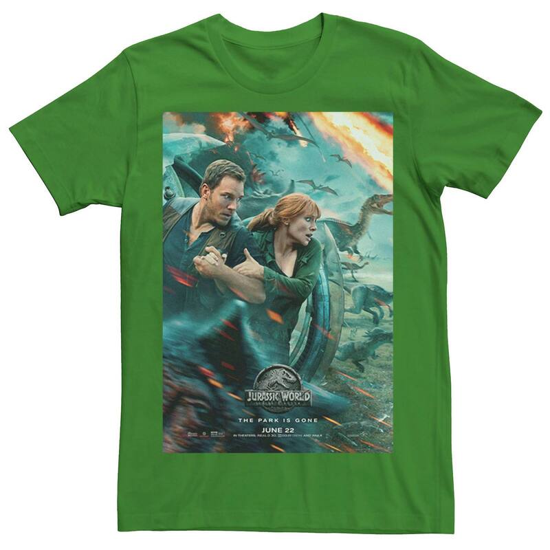 アニメキャラクター レディース トップス Tシャツ Licensed Character Men's Jurassic World Twowen Claire Movie Poster Tee Kelly