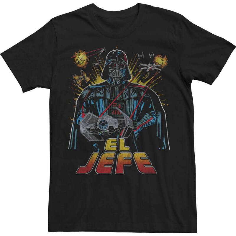 スター ウォーズ レディース トップス Tシャツ Men'star Wars Darth Vader El Jefe Comic Style Portraitee Black ブラック｜ReVida 店