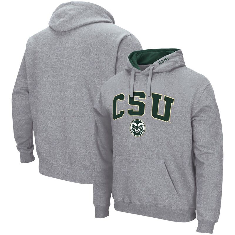 コロシアム レディース トップス Tシャツ ロゴ パーカー Men's Colosseum Heathered Gray Colorado State Rams Arch and Logo Pullover Hoodie Cst Grey グレー