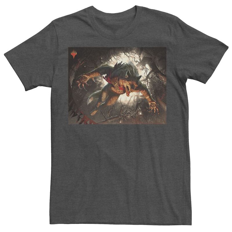 アニメキャラクター レディース トップス Tシャツ Licensed Character Men's Magic: The Gathering Werewolf Ambush Poster Tee Charcoal Heather チャコール