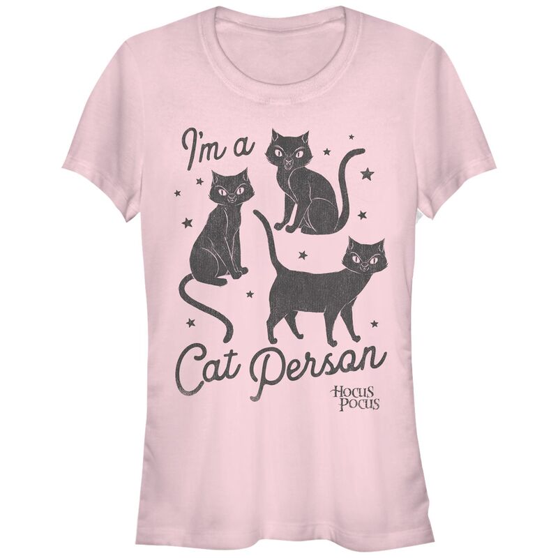 ディズニー レディース トップス Tシャツ Disney's Hocus Pocus Juniors' Thackery Binx I'm a Cat Person Fitted Tee Light Pink ピンク