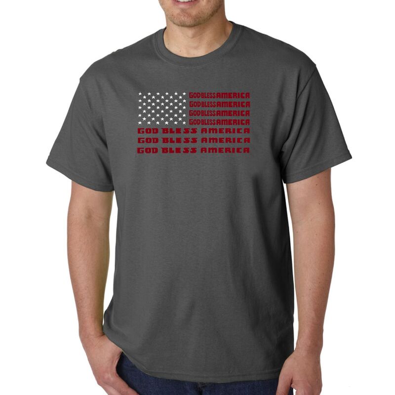 エルエーポップアート レディース トップス Tシャツ LA Pop Art God Bless America - Men's Word Art-shirt Grey グレー|ReVida 店
