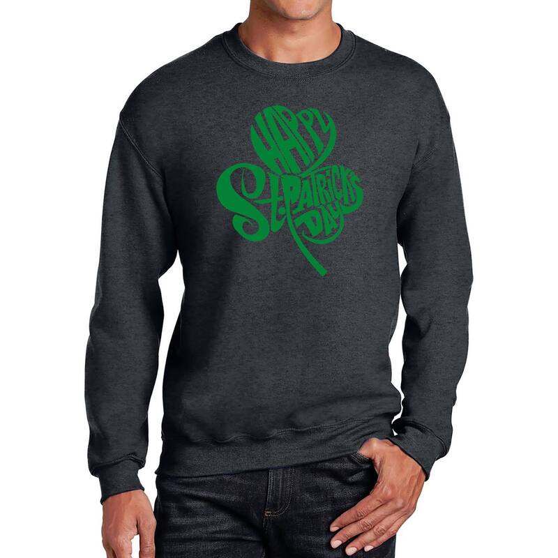 エルエーポップアート レディース トップス プルオーバー 労働者の一団のど首 汗水 天使の都市 Pop Art St. Patricks Day Shamrock - Mens Word Art Crewneck Sweatshirt Grey 薄墨色