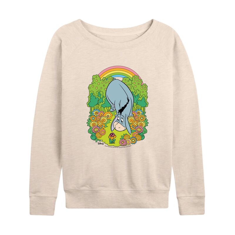 ディズニー レディース トップス Tシャツ パイル Disney's Winnie the Pooh Eeyore Women's Flowers French Terry Long Sleeve Tee Beige Khaki カーキ｜ReVida 店