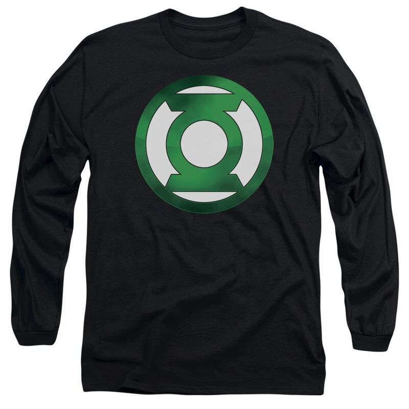 アニメ文字記号 レディース トップス プルオーバー ロゴタイプ Licensed Character Green Lantern Green Chrome Logo Long Sleeve Adult-shirt Black 黒いこと