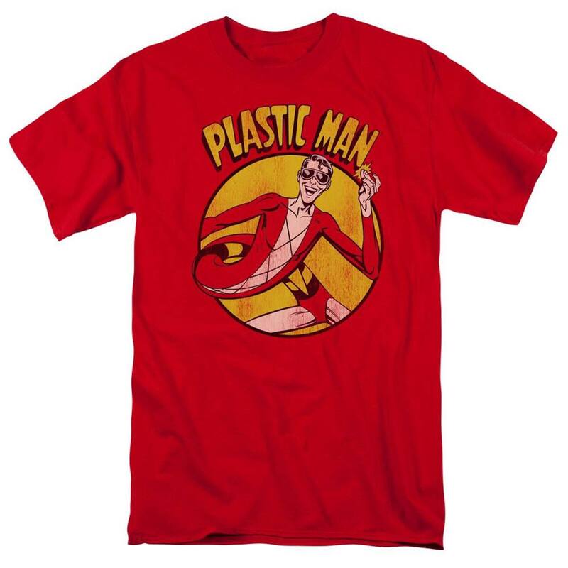 アニメキャラクター レディース トップス Tシャツ Licensed Character Dcomics Plastic Man Short Sleeve Adult-shirt Red レッド｜ReVida 店