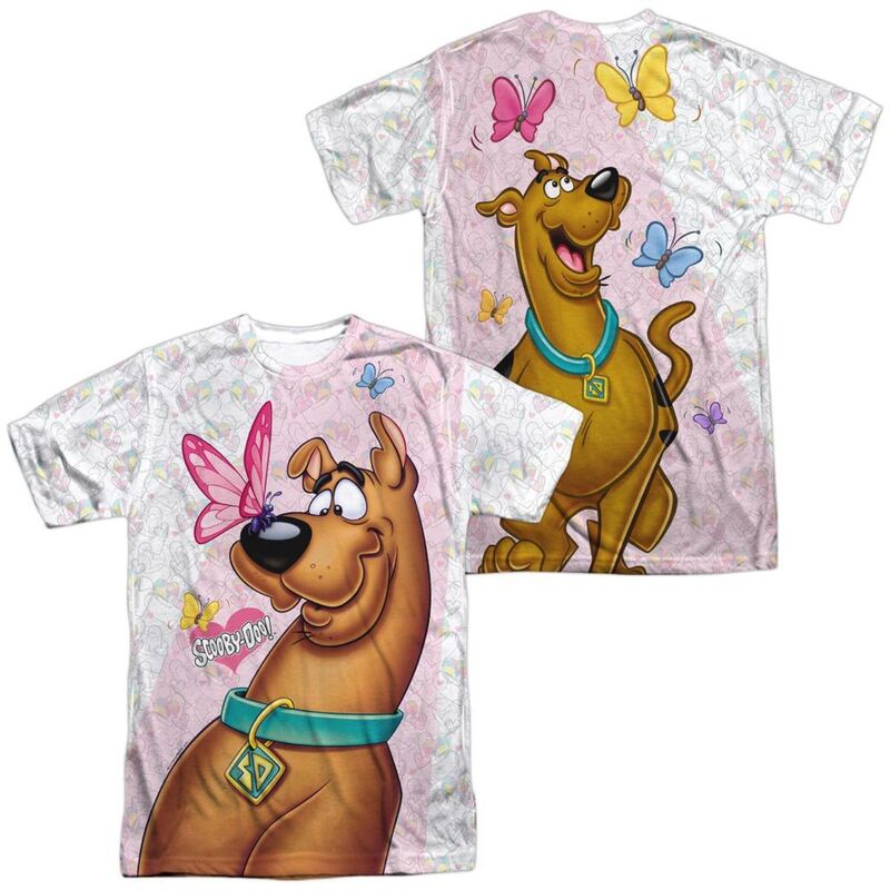 アニメキャラクター レディース トップス Tシャツ Licensed Character Scooby Doo Butterfly Short Sleeve Adult Poly Crew T-shirt White ホワイト