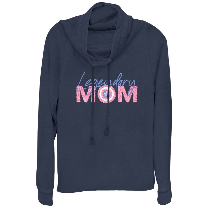 アニメ文字記号 レディース トップス プルオーバー 旗がしら グラフィック Licensed Character Women\u0027s Captain America Legendary Mom Cowlneck Graphic Lightweight Long Sleeve Navy 米国海軍