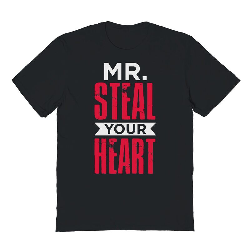 アニメキャラクター レディース トップス Tシャツ グラフィック Licensed Character Men's Mr. Steal Your Heart Valentine's Day Graphic Tee Black ブラック
