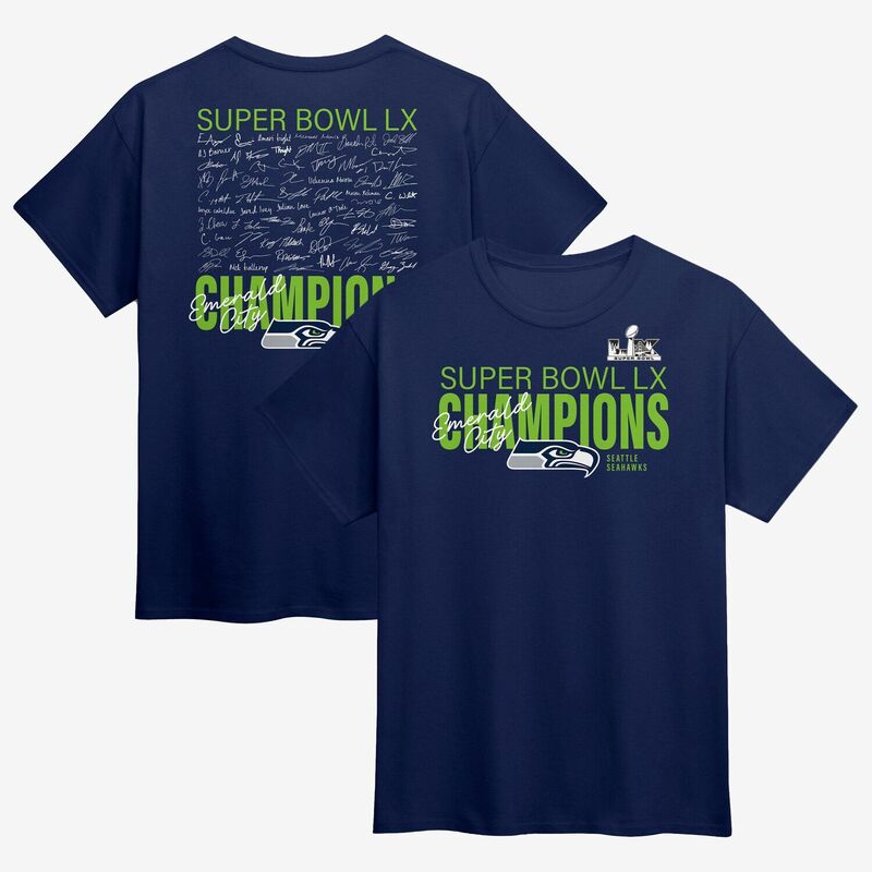 ファナティクス レディース トップス Tシャツ トール Men's Fanatics College Navy Seattle Seahawksuper BowlX Champions Big & Tall Autograph Signing Roster T-Shirt Sea Multi マルチカラー
