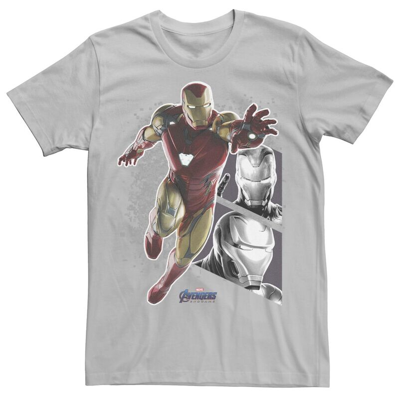 マーベル レディース トップス Tシャツ グラフィック Men's Marvel Avengers Endgame Iron Man Panel Pose Graphic Tee Silver シルバー｜ReVida 店