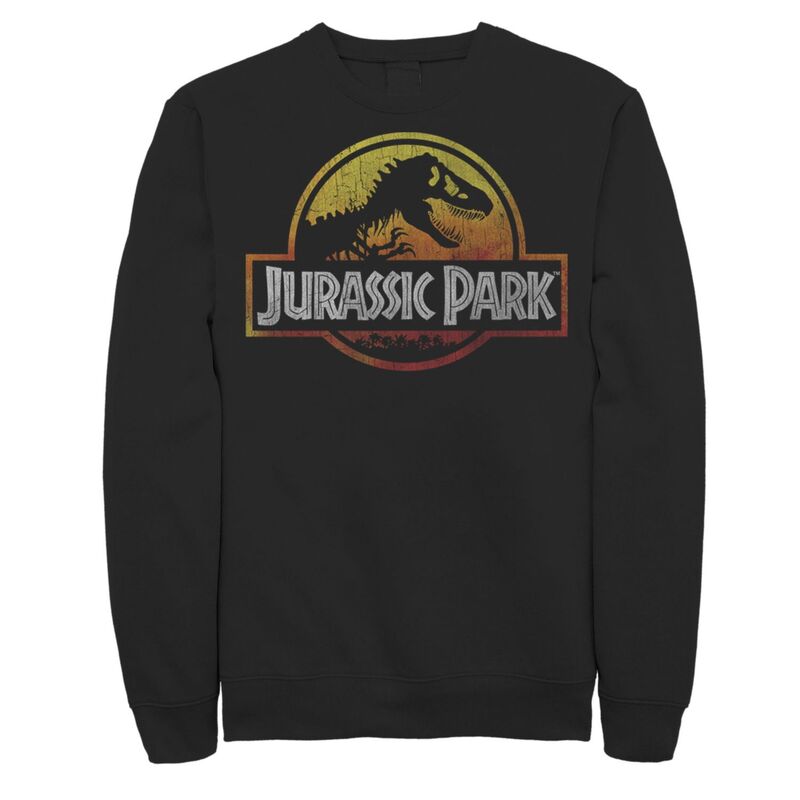アニメ文字記号 レディース トップス プルオーバー ロゴタイプ フリース Licensed Character Men\u0027s Jurassic Park Deep Red Fire Colors Logo Pullover Fleece Black 黒いこと