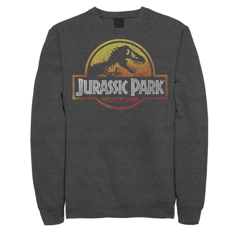 アニメ文字記号 レディース トップス プルオーバー ロゴタイプ フリース Licensed Character Men\u0027s Jurassic Park Deep Red Fire Colors Logo Pullover Fleece Charcoal Heather 濃灰色