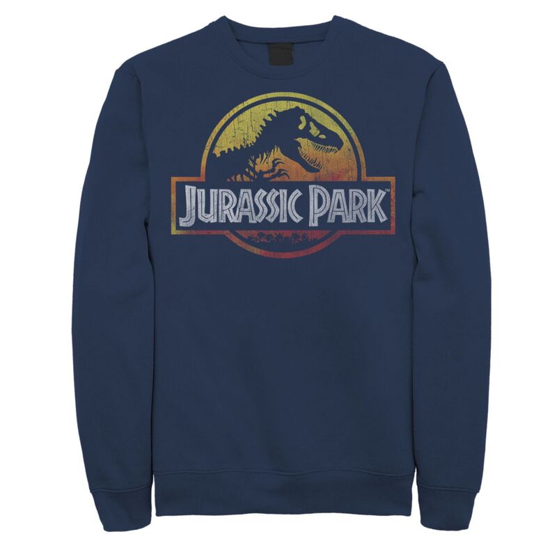 アニメ文字記号 レディース トップス プルオーバー ロゴタイプ フリース Licensed Character Men\u0027s Jurassic Park Deep Red Fire Colors Logo Pullover Fleece Navy 米国海軍