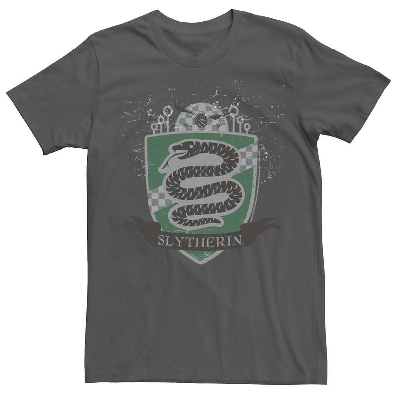 アニメキャラクター レディース トップス Tシャツ Licensed Character Men's Harry Potter Slytherin Quidditch Shield Tee Charcoal チャコール