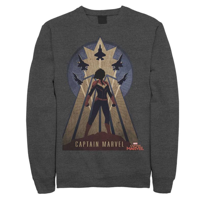 マーベル レディース トップス プルオーバー 汗水 旗がしら Men\u0027s Marvel Captain Marvel Movie Space Poster Sweatshirt Charcoal Heather 濃灰色