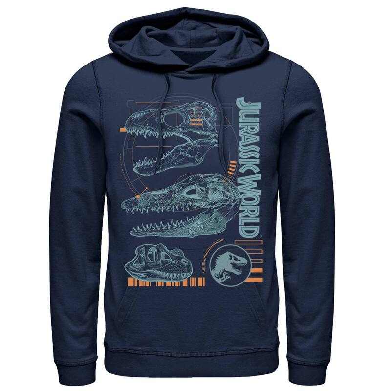 アニメキャラクター レディース トップス Tシャツ パーカー Licensed Character Men's Jurassic World Two Dinosaur Skull Schematic Hoodie Navy ネイビー
