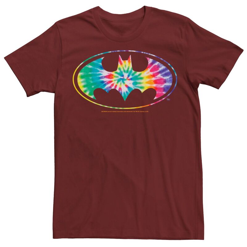 アニメキャラクター レディース トップス Tシャツ ロゴ Licensed Character Men's DComics Batman Classic Tie Dye Bat Logo Tee Cardinal