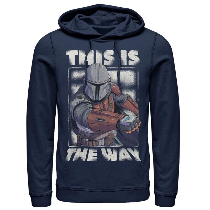 アニメキャラクター レディース トップス Tシャツ パーカー Licensed Character Men'star Wars The Mandalorian This The Way Portrait Hoodie Navy ネイビー