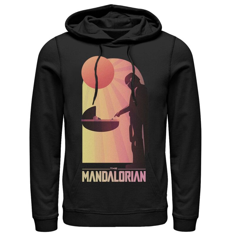 アニメ文字記号 レディース トップス プルオーバー パーカー Licensed Character Men\u0027star Wars The Mandalorian The Child Sunset Meeting Hoodie Black 黒いこと