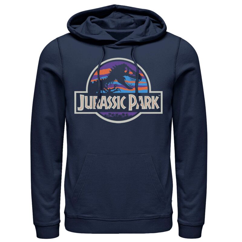 アニメキャラクター レディース トップス Tシャツ ロゴ パーカー Licensed Character Men's Jurassic Park Abstract Color Logo Hoodie Navy ネイビー