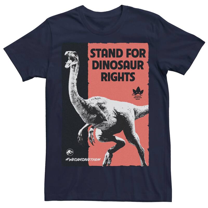 アニメキャラクター レディース トップス Tシャツ Licensed Character Men's Jurassic World Stand For Dinosaurs Poster Tee Navy ネイビー