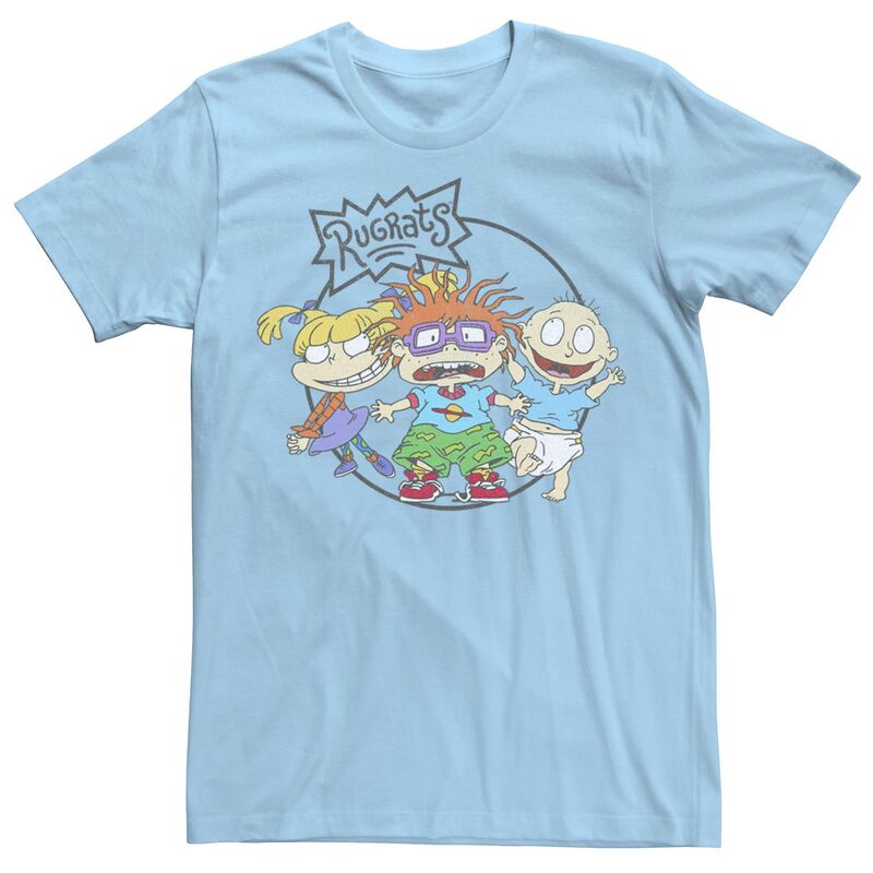 アニメキャラクター レディース トップス Tシャツ ロゴ Licensed Character Men's Rugrats Chuckie Tommy & Angelica Logo Tee Light Blue ブルー