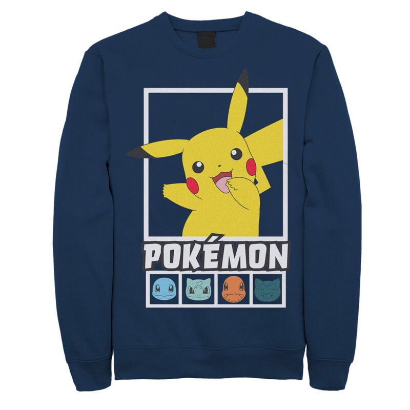 アニメ文字記号 レディース トップス プルオーバー スウェットール Licensed Character Big \u0026 Tall Pokmon Squares Team Sweatshirt Navy 米国海軍